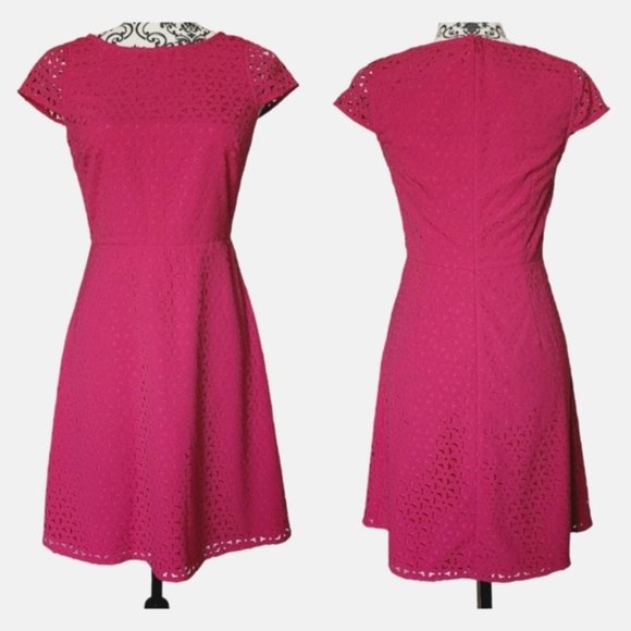 J. Crew Dresses & Skirts - J Crew laser cut Barbie pink fit and flare dress size 2